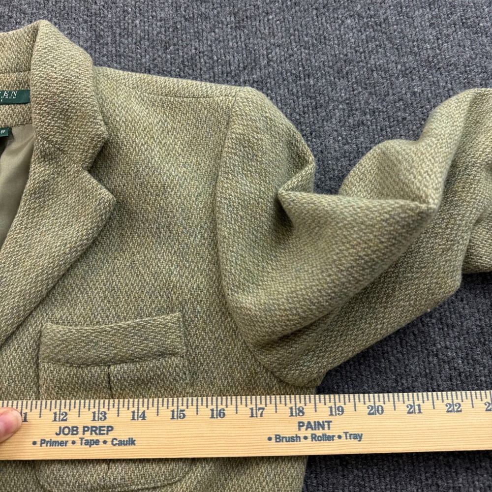 Lauren Ralph Lauren Blazer Womens 8P Green Wool Blend Tweed Equestrian Button - Picture 11 of 14